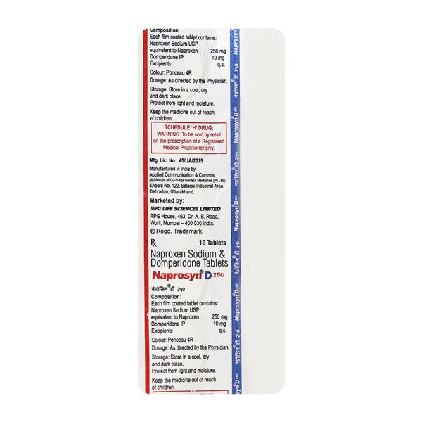 Naprosyn D 250mg Tablet 10'S - Migraine