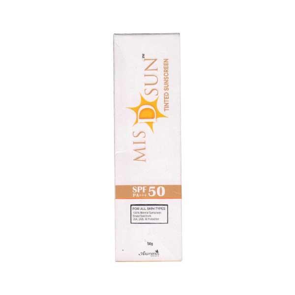 MIS D SUN SPF 50 PA+++ TINTED Sunscreen 50gm - Sunscreen Preparations-Emo