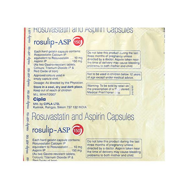 Rosulip Asp 10/150mg Capsule 15'S - High Cholesterol-Dys