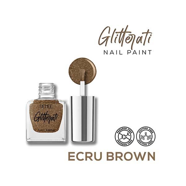 RENEE Glitterati Nail Paint - Ecru Brown 10 ml - Nail Polish