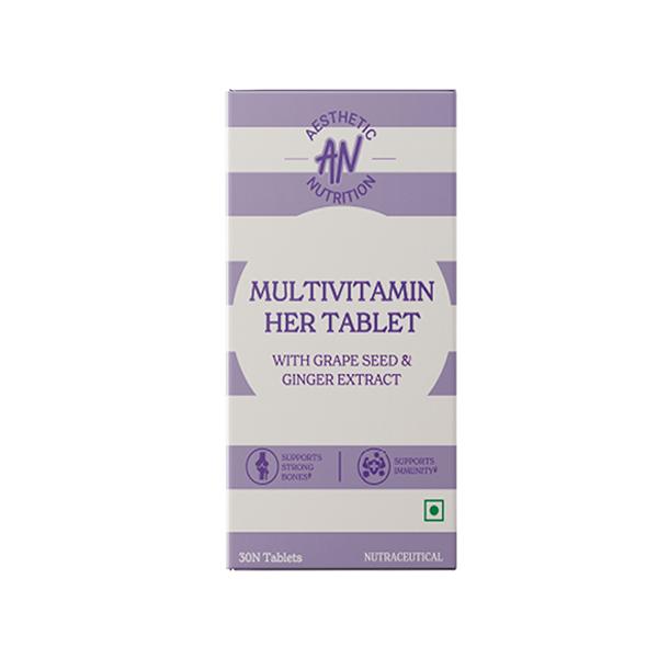 Aesthetic Nutrition Multivitamin Her With Grape Seed, Ginger Extract, Hyaluronic Acid, Vitamin B3, And B12 30 Tablets 1's - Multi-Vitamins