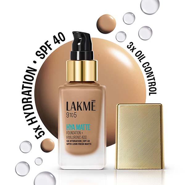 Netmeds | Lakme 9to5 Hya Matte Foundation + Hyaluronic Acid Cool Walnut 25 ml