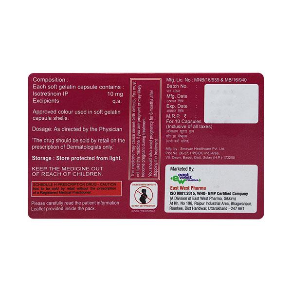 Pinoin 10mg Capsule 10'S - Acne-Acn