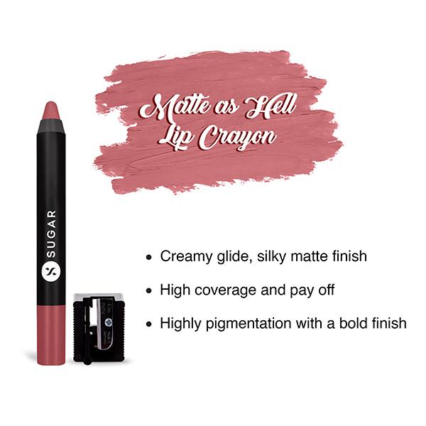 Sugar Cosmetics Matte As Hell Crayon Lipstick 07 Viola 2.5 gm - Lip Crayons
