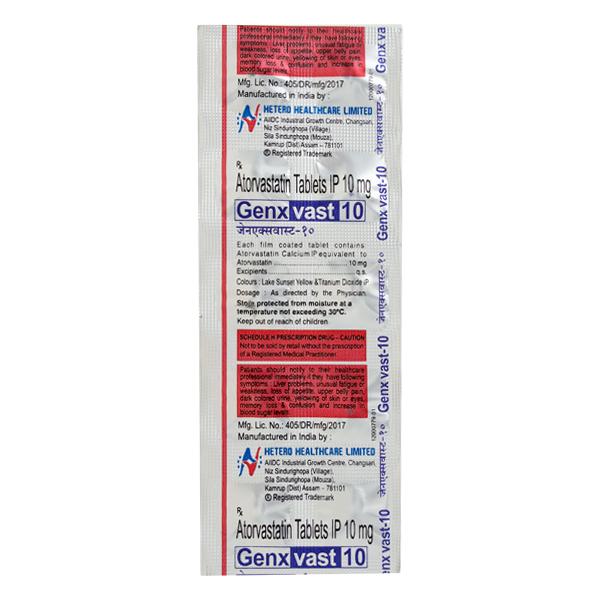 Genxvast 10mg Tablet 10'S - High Cholesterol-Dys