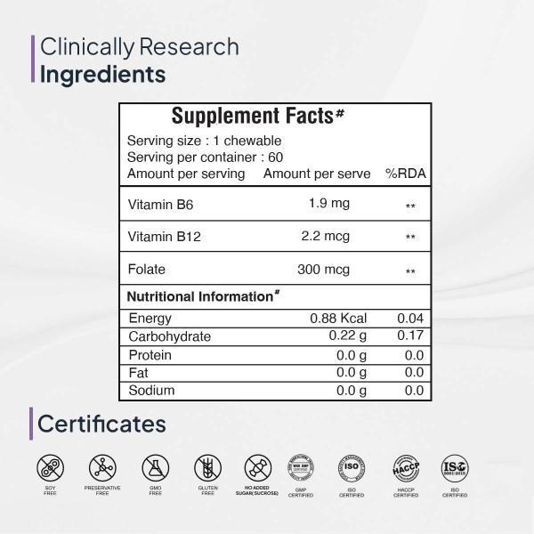 Miduty Methyl B 12 & Folate Chewable Tablet 60's - Calcium And Minerals