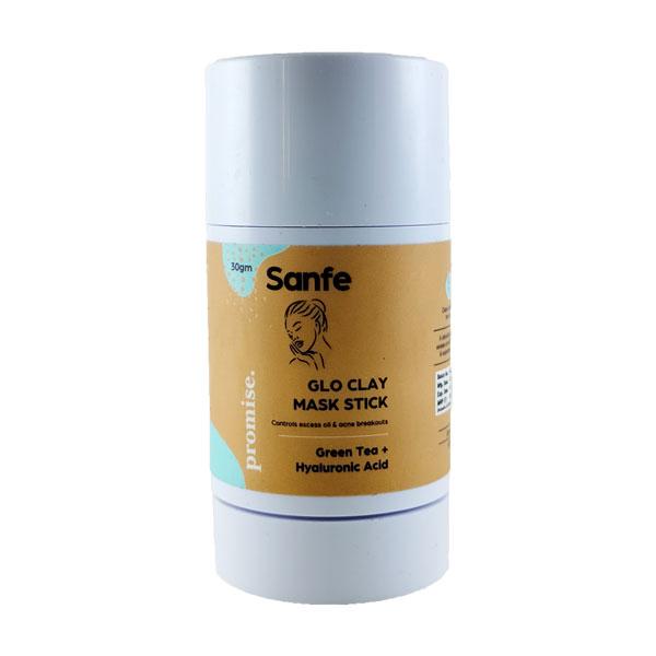 Netmeds | Sanfe Promise Glo Clay Mask Stick - Green Tea + Hyaluronic Acid 30 gm