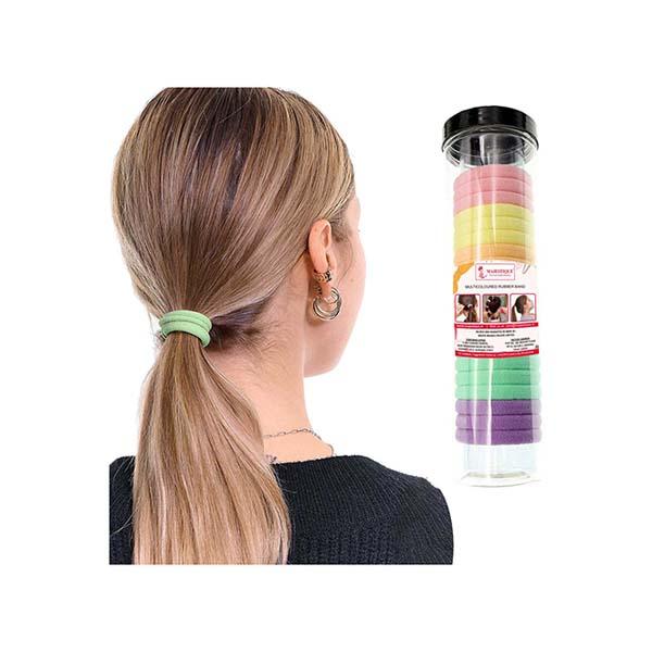 Netmeds | Majestique Cotton Stretchable Hair Ties, Ponytail Holder Rubber Band For Women - Multicolor 20's
