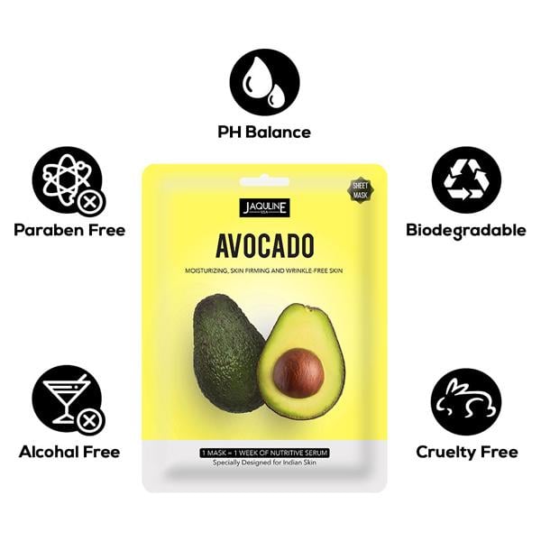 Jaquline USA Avocado Sheet Mask 25 gm - Sheet Masks
