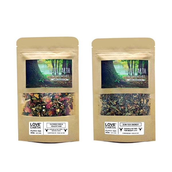 Love Earth 60 Days Tea-Tox Combo For Long Hair & Glowing Skin 60 gm