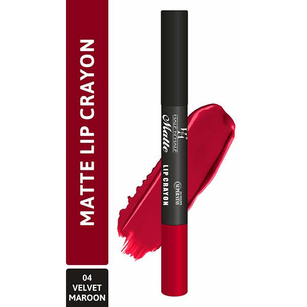 Netmeds | Half N Half Matte Lip Crayon, 24H Super Stay, 04 Velvet Maroon 3.5 gm