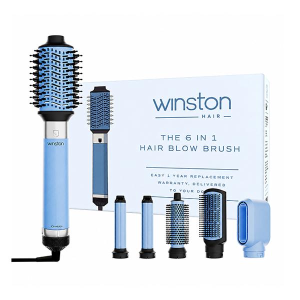 Winston 5 in 1 Hair Blow Brush Multi Styler with Auto Wrap Curler, Blow Brush, Straightening Brush, Dryer, and Curl Enhancer Suitable for All Hair Types- ICE BLUE 1s 1's