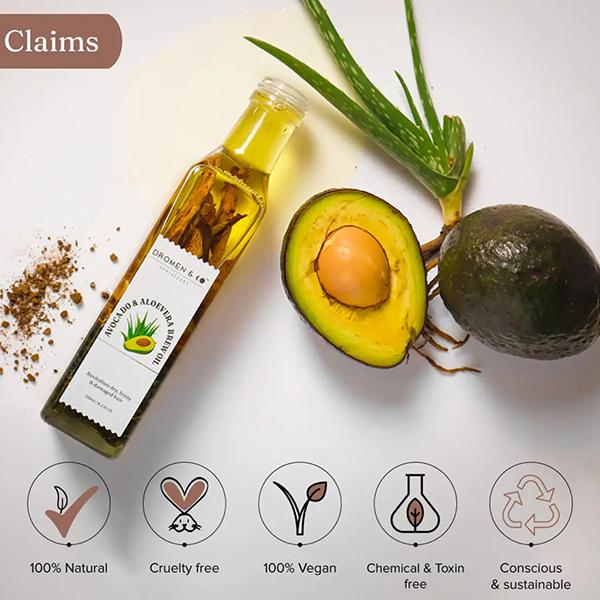 Dromen and Co Avocado and Aloevera Brew Oil Revitalises Dry, Frizzy and Damaged Hair 250 ml - Hair Oils