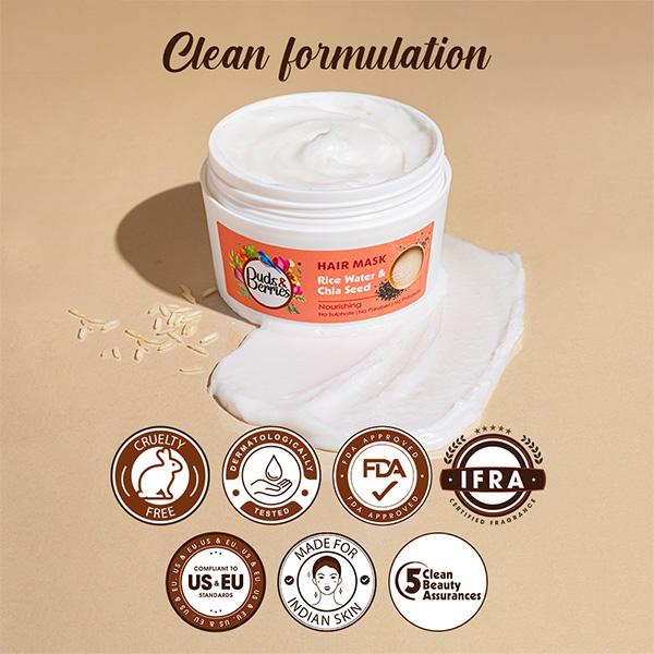 Buds & Berries Rice Water and Chia Seeds Hair Masks 200 ml - Hair Masks & Packs