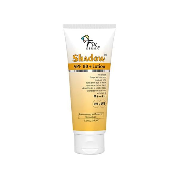 Netmeds | Fixderma Shadow Sunscreen SPF 80+ PA++++ Lotion - Sunscreen for Oily Skin & Dry Skin, Sun Screen Protector SPF 80 75ml
