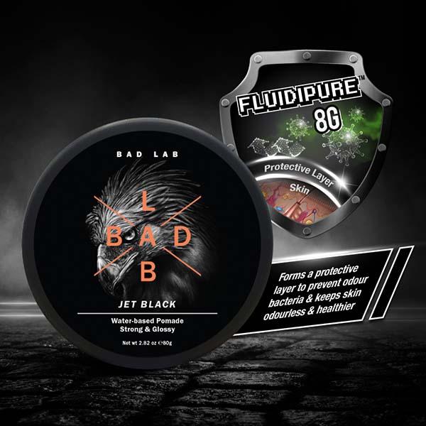 Bad Lab Jet Black Water-based Pomade, Strong & Glossy 80 gm - Pomades