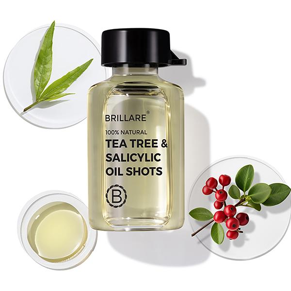 Netmeds | Brillare Tea Tree and Salicylic Oil Shots for Itchy, Flaky, Dandruff Prone Scalp 48ml