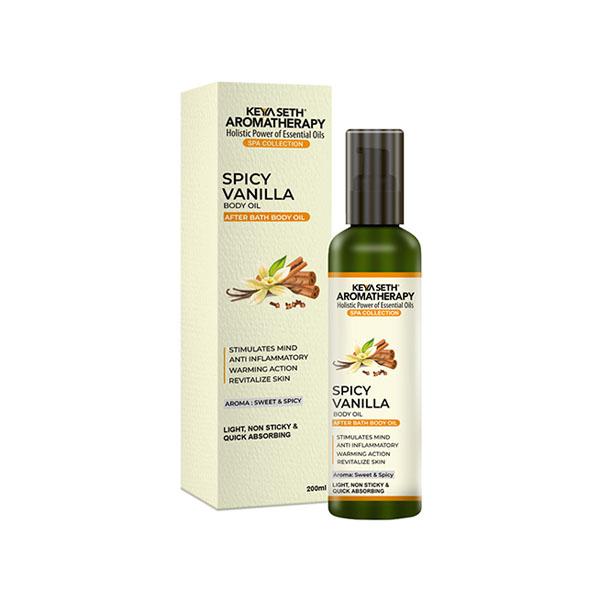 Keya Seth Aromatherapy Spicy Vanilla After Bath Body Oil Light, Non-Sticky and Quick Absorbing 200 ml - Massage Oils