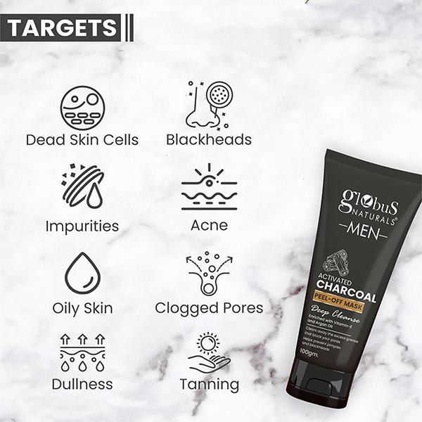 Globus Naturals Anti Pollution & Anti Acne Charcoal Peel Off Mask, 100gm each 2's - Masks & Peels