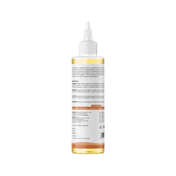 Aravi Organic 100% Pure and Natural Cold Pressed Almond Carrier Hair Oil 200 ml - Hair Oils