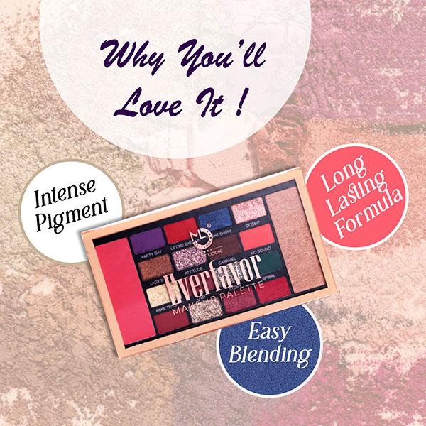Matt Look 18 Shades Everfavor Makeup Palette Eyeshadow Highlighter Blush - 02 18.5 gm - Face Palettes