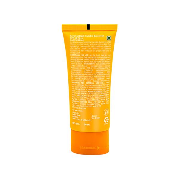Kaya Clinic Sunblock Invisible Sunscreen Spf 30 Pa++ 50 gm - Body Sunscreen