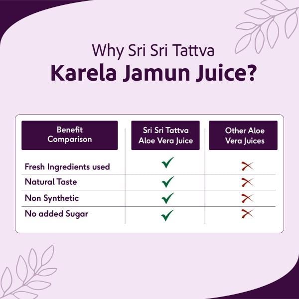 Sri Sri Tattva No Added Sugar Juice - Karela Jamun 1000 ml - Ayurvedic Juices