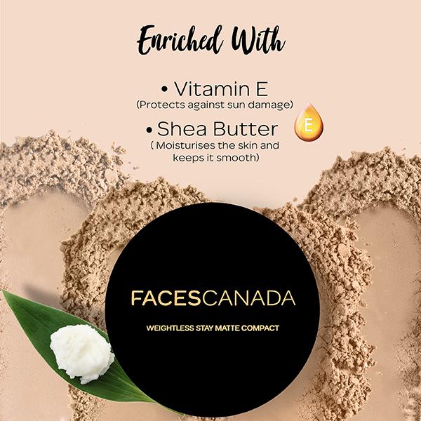 Faces Canada Weightless Stay Matte Compact Vitamin E Ivory 01 9gm - Compact Powder