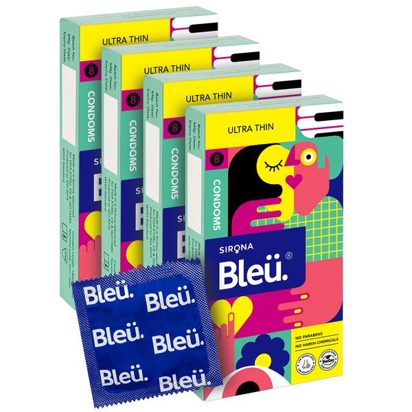 Bleu High Grade Natural Latex Ultra Thin Condoms (Pack of 4 X 8's)