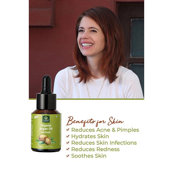 Organic Harvest Cold Pressed Pure Argan Oil of Morocco, For Healthy Hair & Skin Luminosity-Unbleached & Unrefined-Sulphate & Paraben free 30 ml - Hair Oils