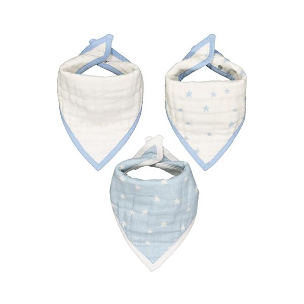 Netmeds | Mothercare Muslin Dribbler Bibs - Blue (Pack of 3)