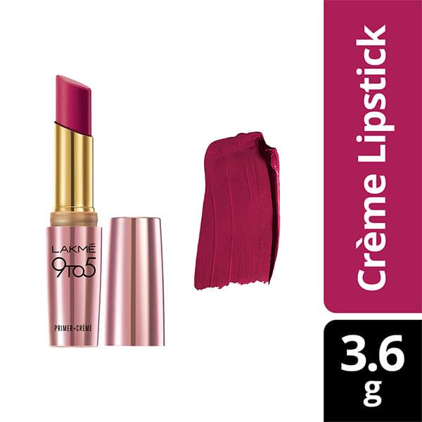 Lakme 9To5 Primer + Creme Lip Color Carmine Kick Cr2 3.6 Gm - Lipsticks