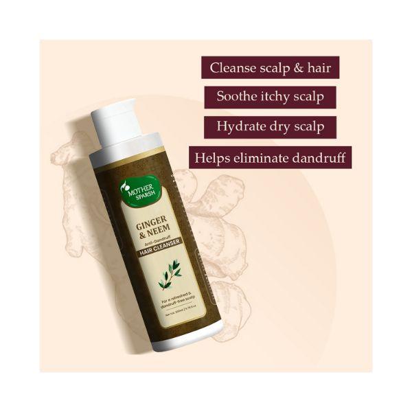 Mother Sparsh Ginger & Neem Anti-Dandruff Hair Cleanser 200 ml - Shampoos
