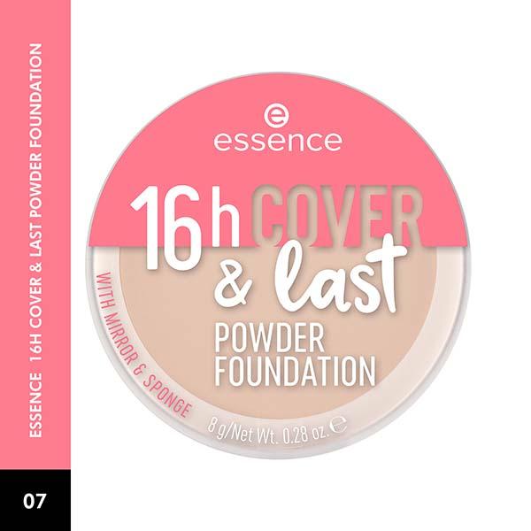 Essence 16h cover & last powder Foundation with Mirror & Sponge - 07 Natural Suede 8gm - Foundation