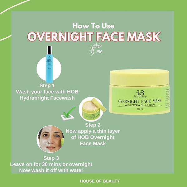 House of Beauty Overnight Face Mask-Pigmented Skin & Discoloration with Papaya Enzymes 100ml - Face Mask