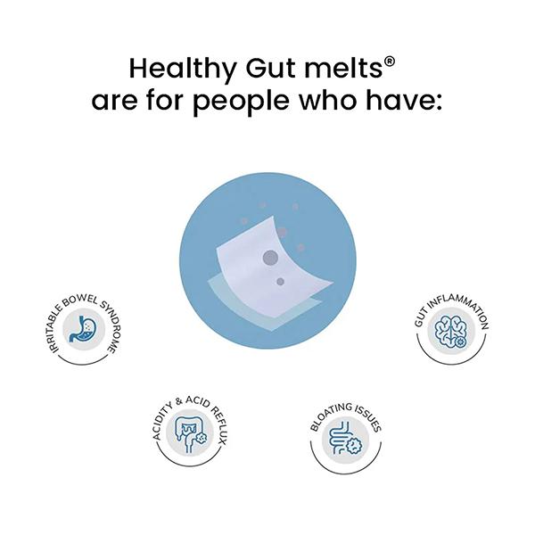 Wellbeing Nutrition Melts Healthy Gut Probiotic 10B CFU, Digestive Enzymes and FOS For Indigestion, Gas, Acidity 30 Strips - Digestive Health