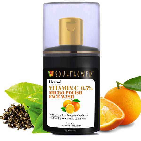 Soulflower Herbal Vitamin C Micro Polish Face Wash 120 ml - Face Wash & Cleansers