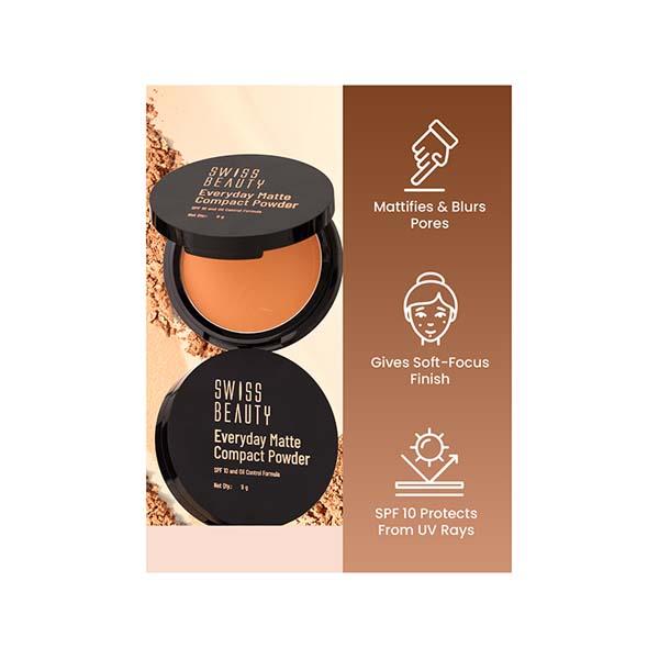 Swiss Beauty Everyday Matte Compact with SPF 10-Ivory 9 gm - Compact Powder
