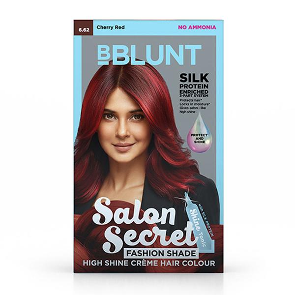 Netmeds | BBlunt Salon Secret High Shine creme Hair Colour 6.62 Cherry Red (50gm+50ml+8ml) 1's