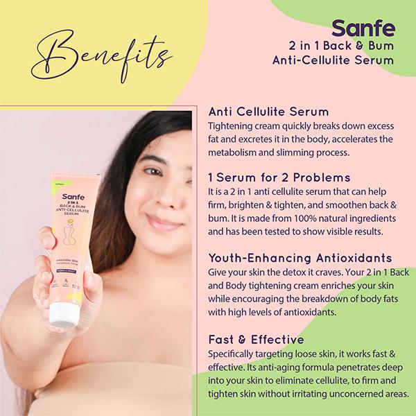 Sanfe Back & Bum Lightening Serum + AntiCellulite Cream 100 gm - Lotions & Creams