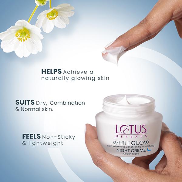 Lotus Herbals Whiteglow Skin Whitening & Brightening Nourishing Night Creme 60 gm - Face Creams