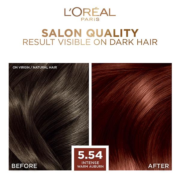 L'Oreal Paris Excellence Fashion Highlights Hair Color, with Color-Boost Technology 5.54 Intense Warm Auburn 172ml - Crème