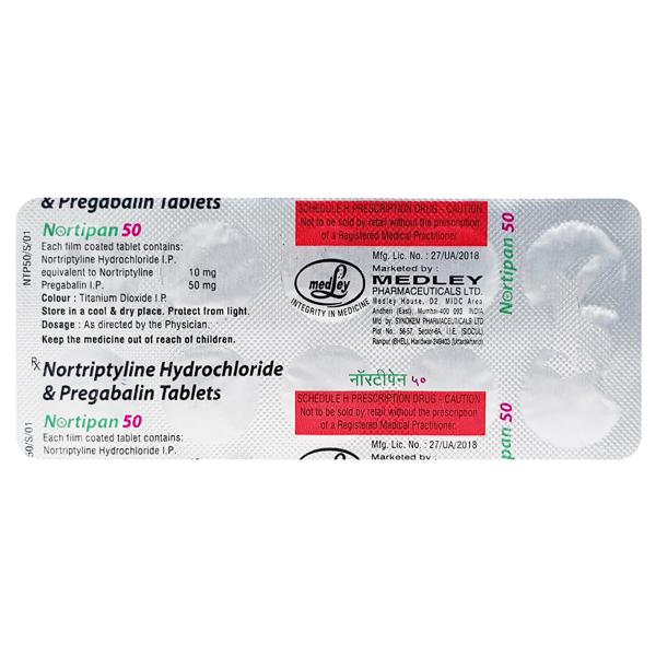 NORTIPAN 50mg Tablet 10's - Neuropathic Pain-Dru