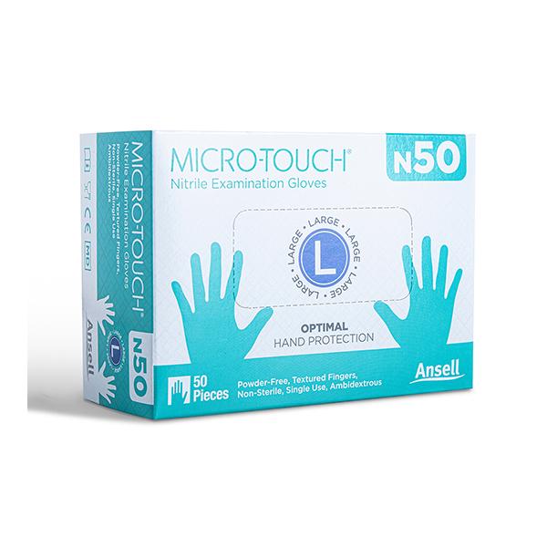 Netmeds | Ansell Micro Touch Nitrile Examination Gloves N50 (L) 50's
