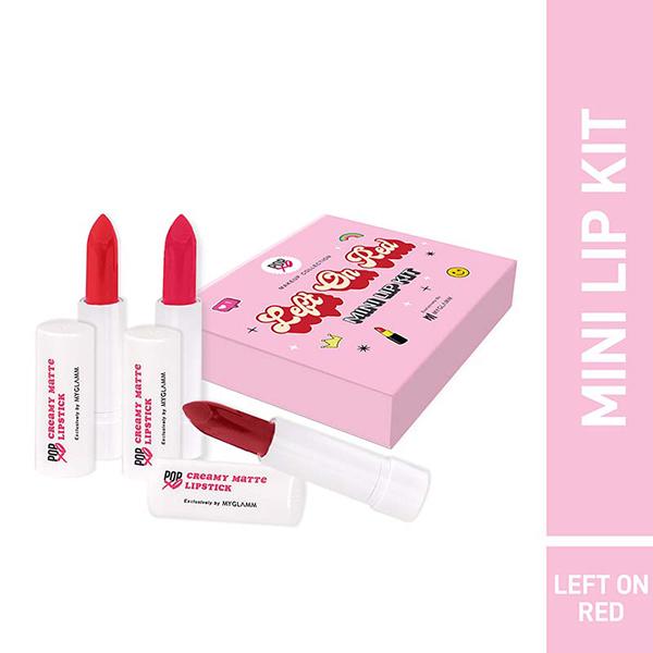 MyGlamm POPxo Makeup Collection Mini Lip Kit Left On Red 3's - Lipsticks