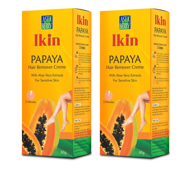 Netmeds | Astaberry Ikin Hair Removal Creme - Papaya (Pack of 2 x 60 gm)