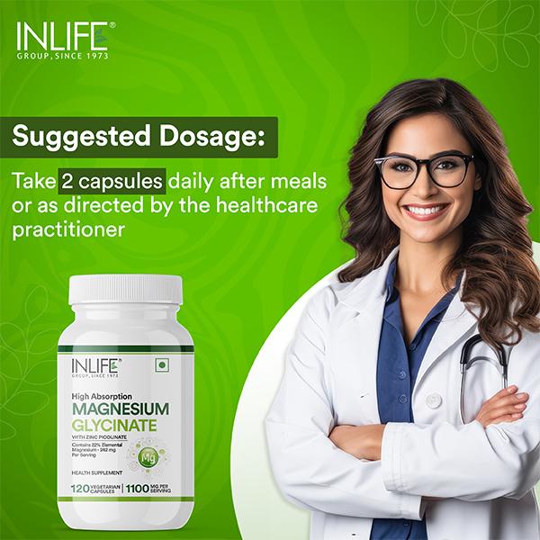 Inlife Magnesium Glycinate 1100 mg Veg Capsule 120's - Calcium And Minerals