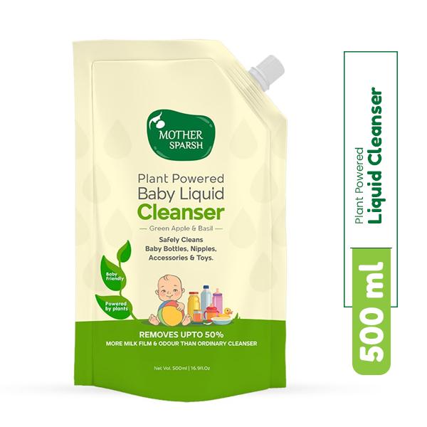 Netmeds | Mother Sparsh Natural Baby Liquid Cleanser Cleanser For Baby Bottles, Nipples, Refill Pack 500 ml