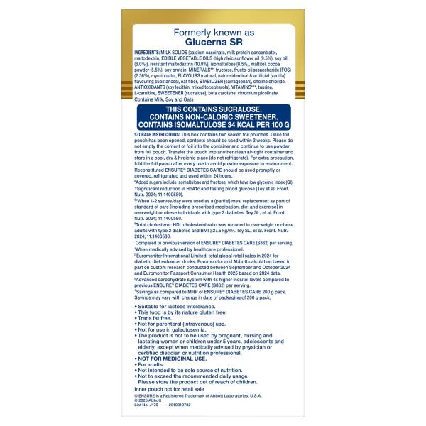 Ensure Diabetes Care Specialized Nutrition Drink Refill - Chocolate Flavour 950 g - Diabetes (Fitness)