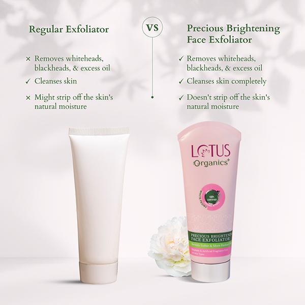 Lotus Organics Precious Brightening Face Exfoliator 100 gm - Scrubs & Exfoliants